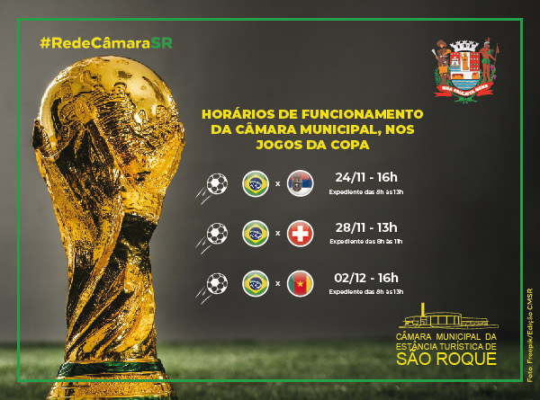 Câmara terá horário especial de funcionamento em dias de jogos