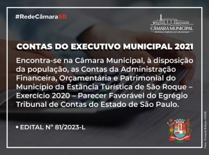 Comunicado Contas do Executivo Municipal 2021