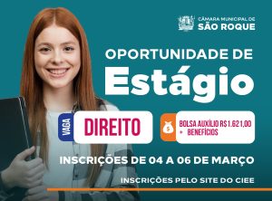 Câmara de São Roque abre processo seletivo para contratação de estagiário em Direito