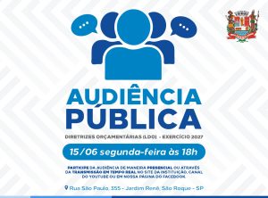 Audiência Pública discutirá Diretrizes Orçamentárias para 2027 na Câmara