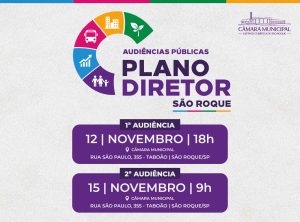 Câmara de São Roque promove Audiências Públicas sobre revisão do Plano Diretor e da Lei de Uso, Ocupação e Parcelamento do Solo